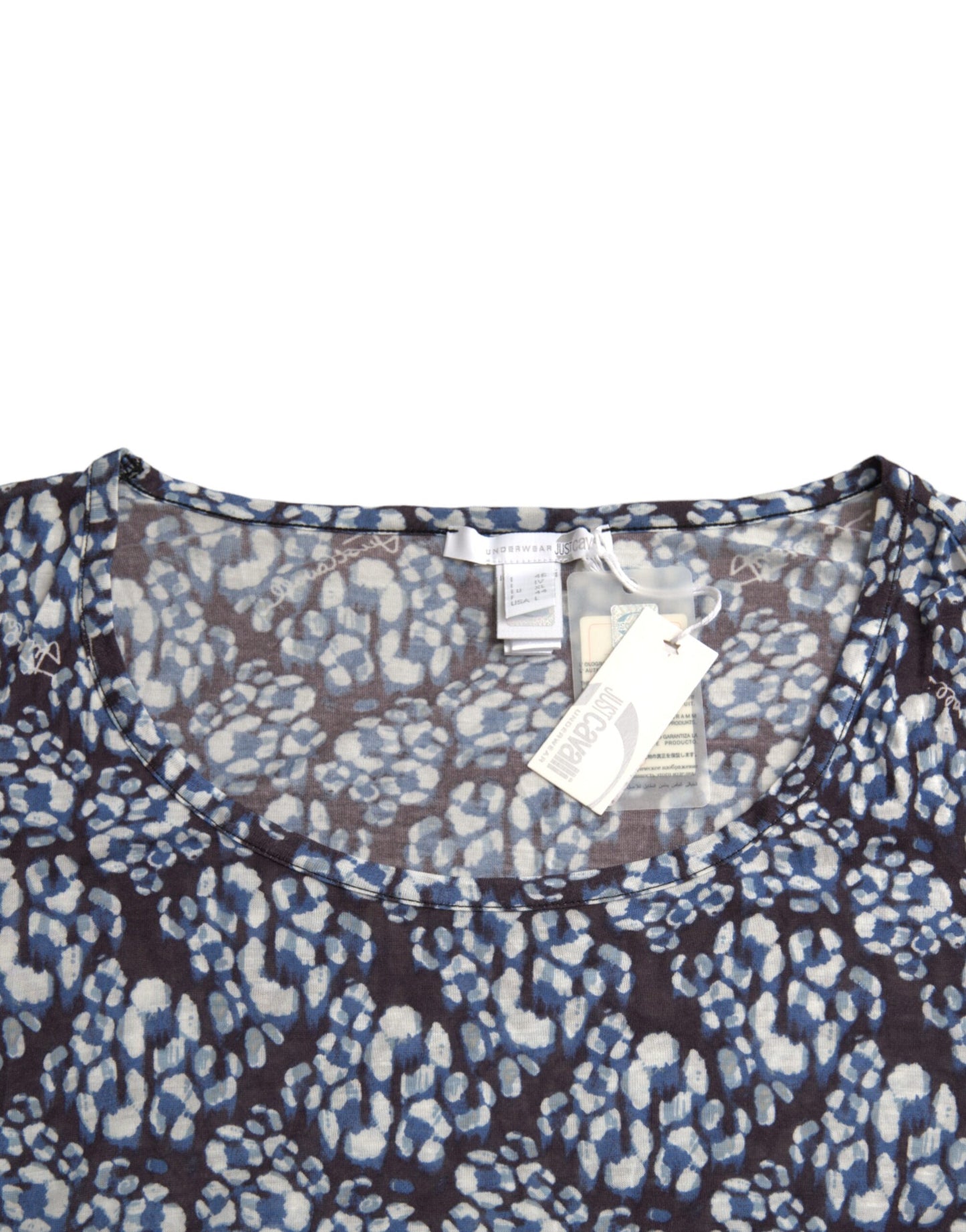 Just Cavalli Blue Floral Lace Långärmad Top Underwear Blus