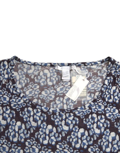 Just Cavalli Blue Floral Lace Långärmad Top Underwear Blus