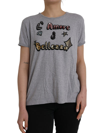 Dolce &amp; Gabbana Camiseta Top L'Amore E'Bellezza De Algodón Gris