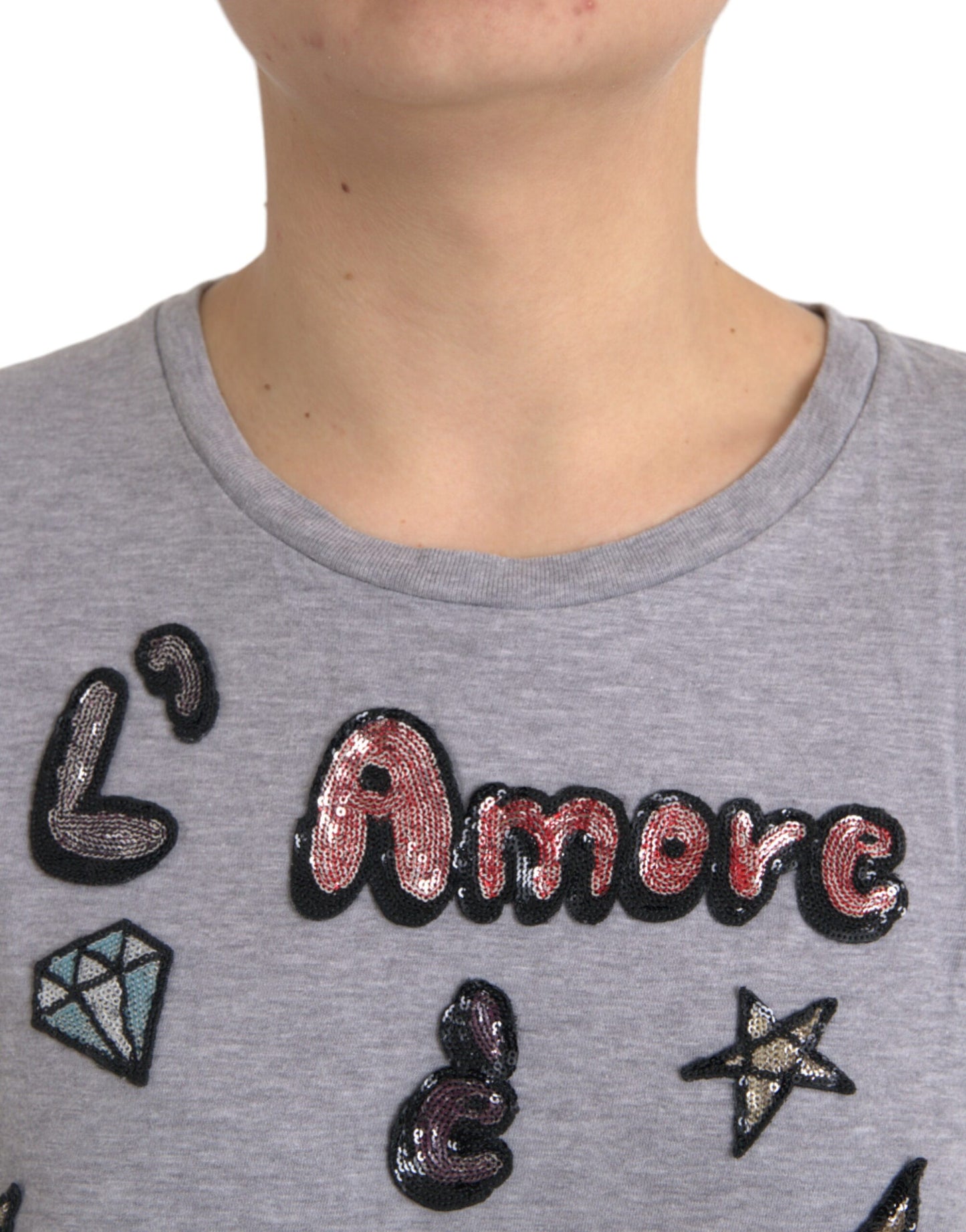 Dolce &amp; Gabbana Camiseta Top L'Amore E'Bellezza De Algodón Gris