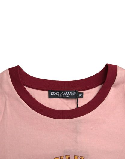 Camiseta de algodón con cuello redondo y mangas cortas en color rosa de Dolce &amp; Gabbana