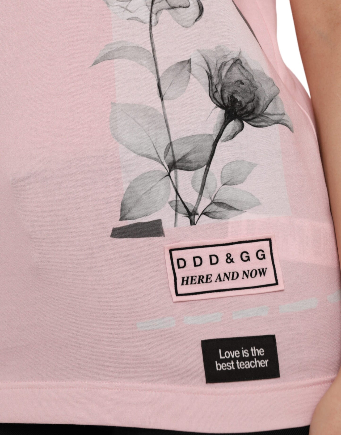 Camiseta de manga corta de algodón con estampado floral rosa de Dolce &amp; Gabbana