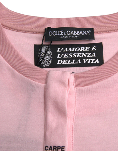 Camiseta de manga corta de algodón con estampado floral rosa de Dolce &amp; Gabbana