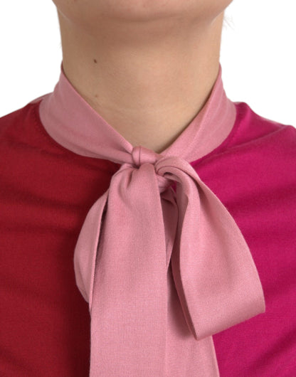 Jersey de manga corta con cuello Ascot en color rosa de Dolce &amp; Gabbana