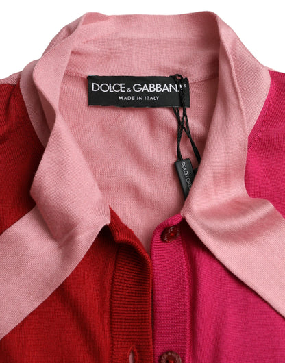 Jersey de manga corta con cuello Ascot en color rosa de Dolce &amp; Gabbana