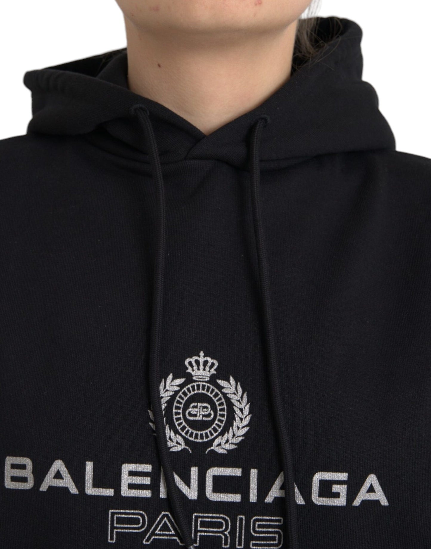 Sudadera con capucha y logotipo de algodón negro de Balenciaga