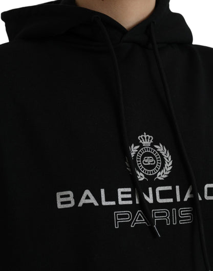 Sudadera con capucha y logotipo de algodón negro de Balenciaga