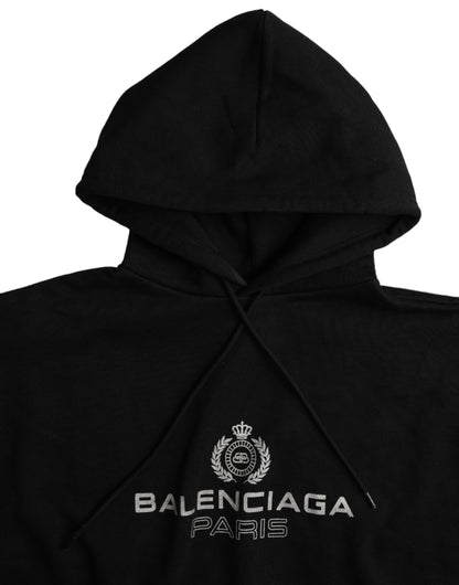 Sudadera con capucha y logotipo de algodón negro de Balenciaga