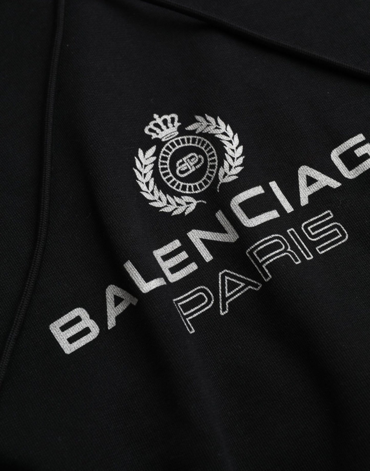 Sudadera con capucha y logotipo de algodón negro de Balenciaga