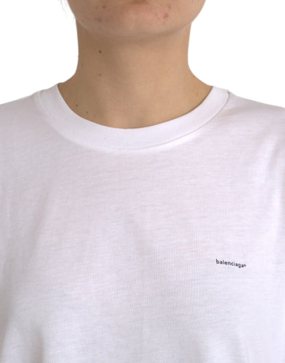 Balenciaga vit bomulls T-shirt med rund hals med kort ärm