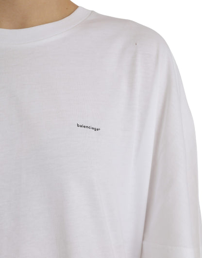 Camiseta de manga corta con cuello redondo de algodón blanco de Balenciaga