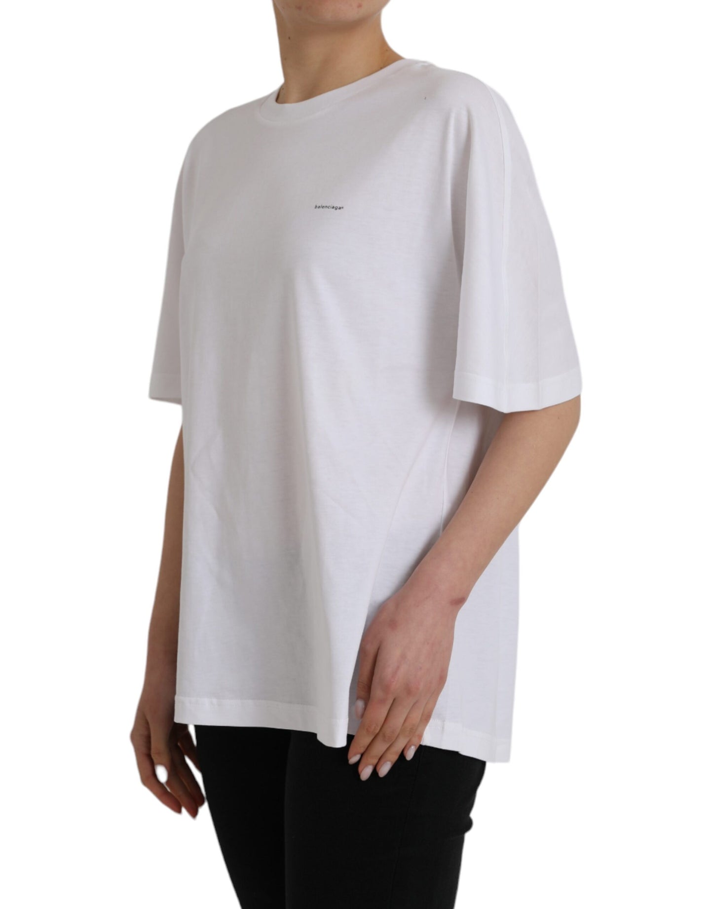 Camiseta de manga corta con cuello redondo de algodón blanco de Balenciaga