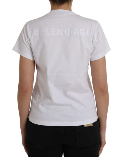 Balenciaga vit bomulls T-shirt med rund hals med kort ärm