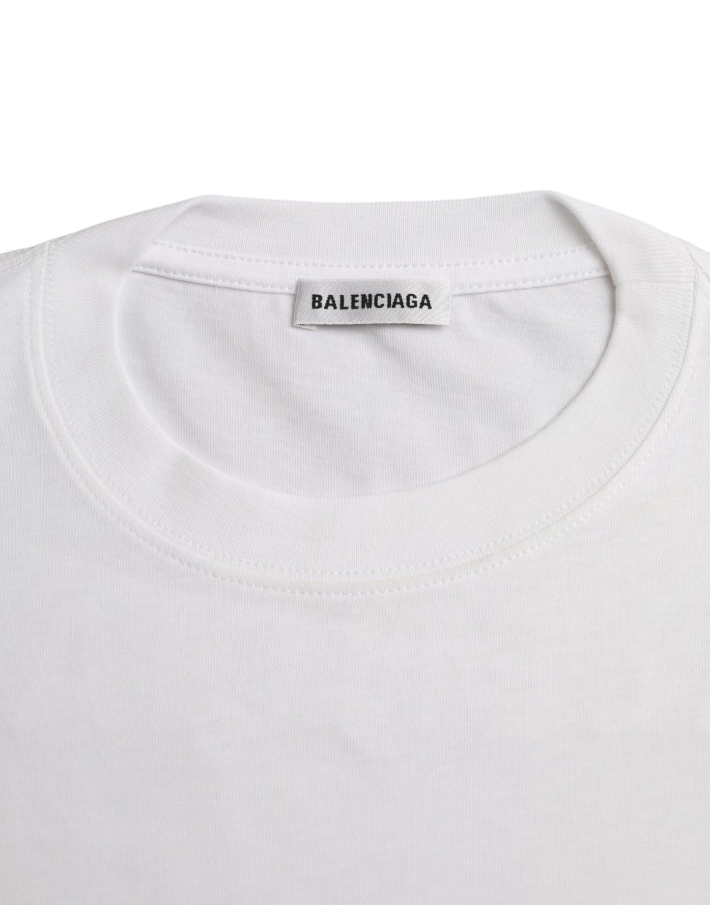 Balenciaga vit bomulls T-shirt med rund hals med kort ärm