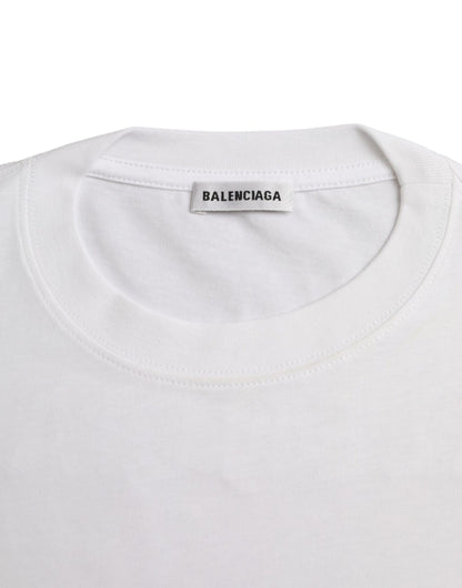 Balenciaga vit bomulls T-shirt med rund hals med kort ärm