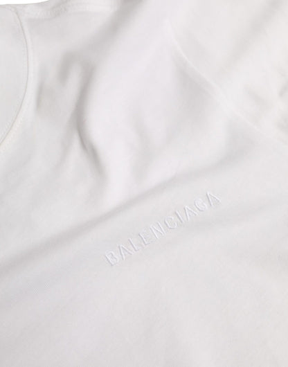 Balenciaga vit bomulls T-shirt med rund hals med kort ärm