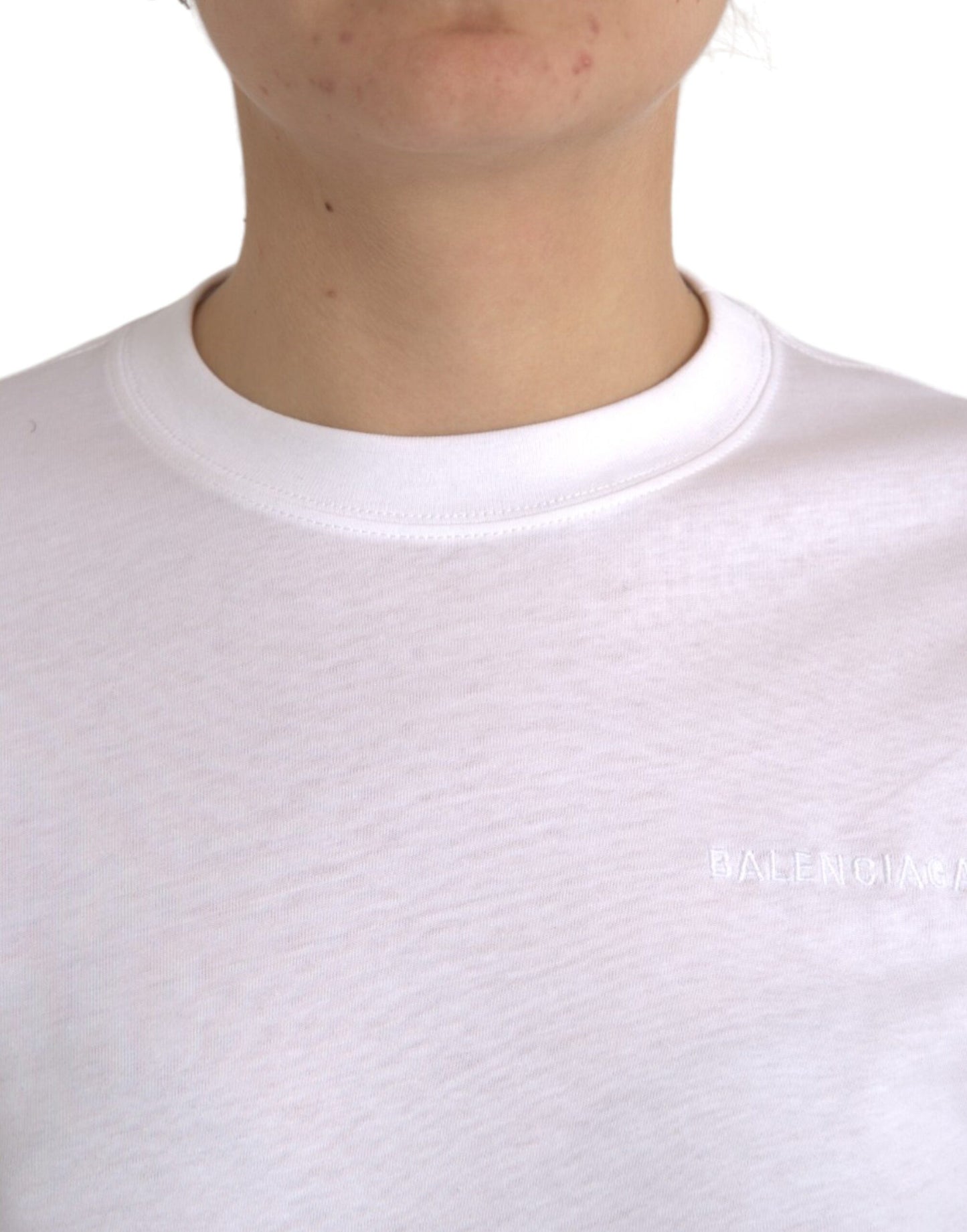 Camiseta de manga corta con cuello redondo de algodón blanco de Balenciaga