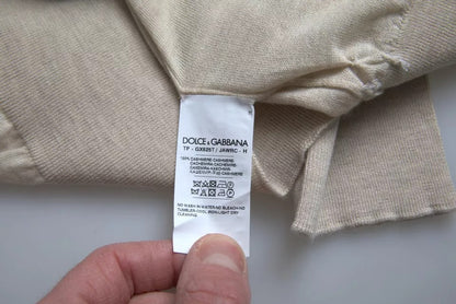 Dolce &amp; Gabbana Pullover Beige Cashmere Turtleneck-tröja