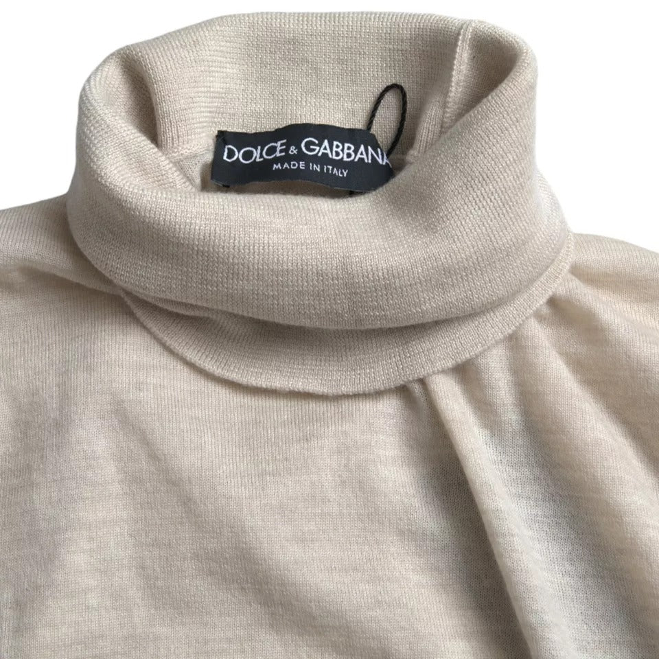 Dolce &amp; Gabbana Pullover Beige Cashmere Turtleneck-tröja