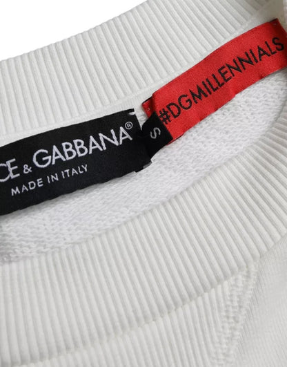 Dolce &amp; Gabbana vit präglad logotyp bomull tröja för män