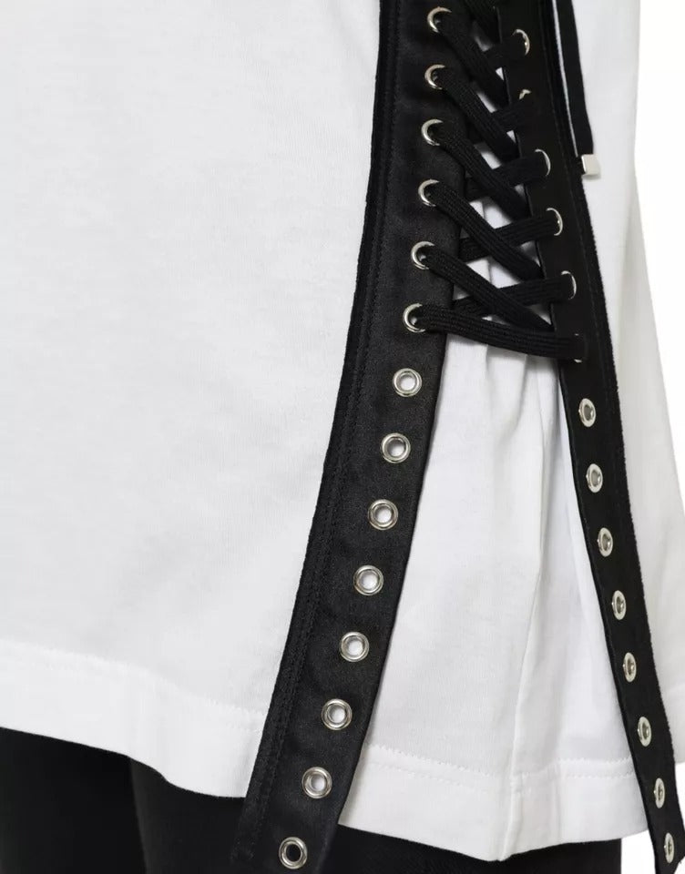 Camiseta blanca con detalle de cordones Fashion Moment 2000 de Dolce &amp; Gabbana