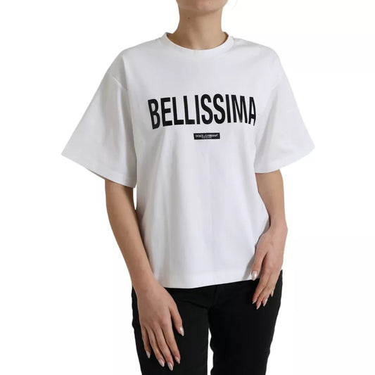 Camiseta de cuello redondo de algodón Bellissima blanca de Dolce &amp; Gabbana