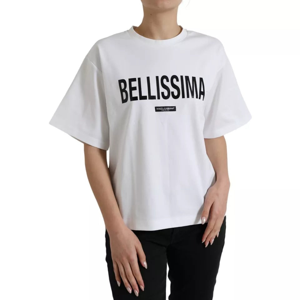 Dolce &amp; Gabbana vit Bellissima bomull T-shirt med rund hals