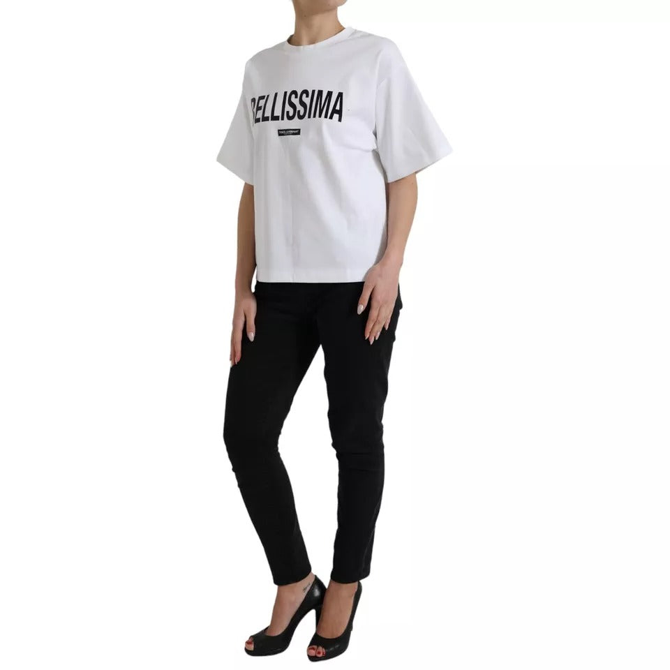 Dolce &amp; Gabbana vit Bellissima bomull T-shirt med rund hals