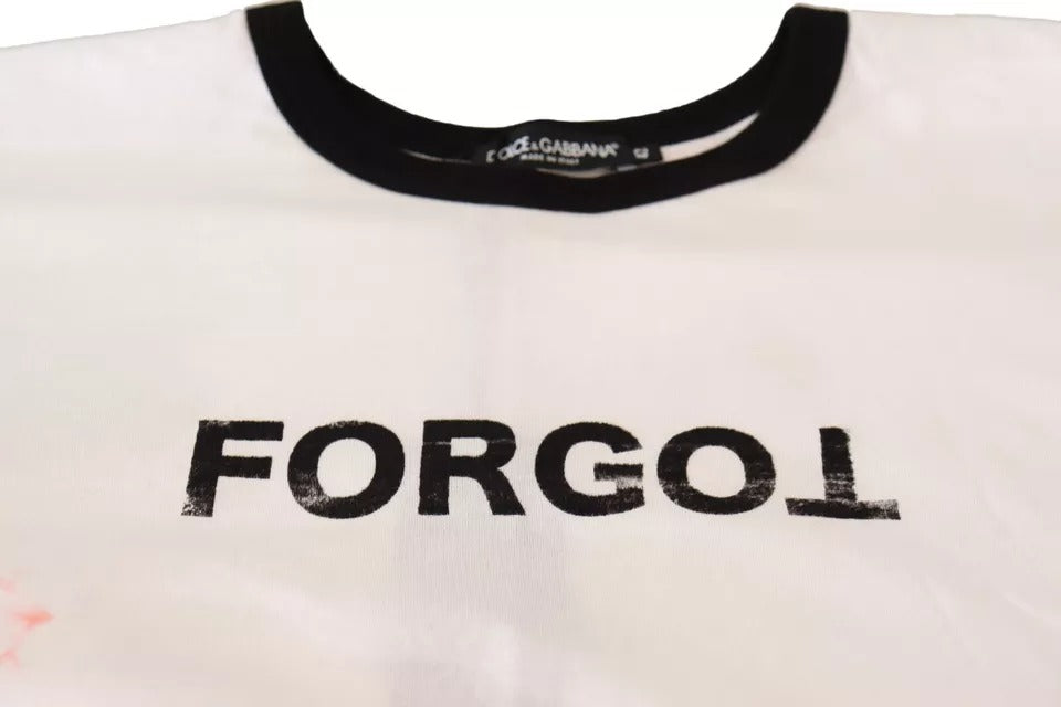 Camiseta corta de manga corta con estampado Forgot en blanco de Dolce &amp; Gabbana