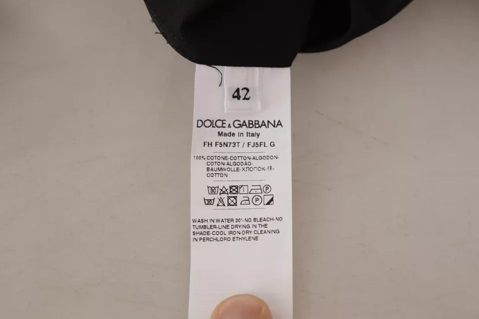 Dolce &amp; Gabbana svart bomullskrage formell klänning Shirt Top