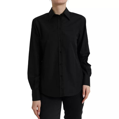 Dolce &amp; Gabbana svart bomullskrage formell klänning Shirt Top