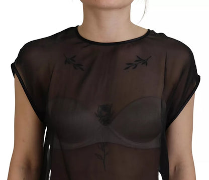 Blusa transparente de malla negra Dolce &amp; Gabbana