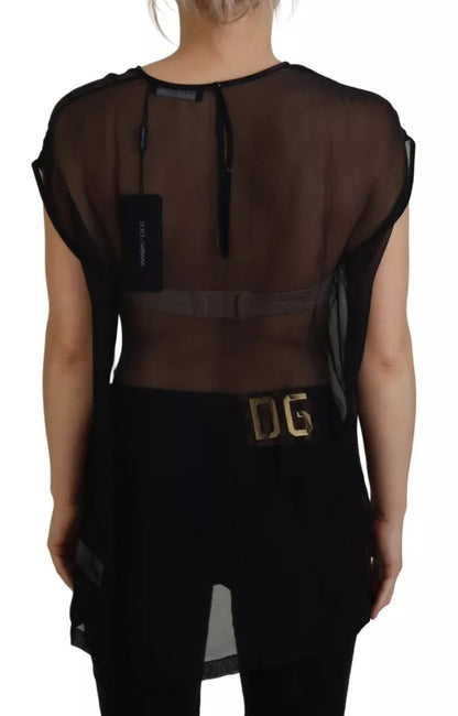 Blusa transparente de malla negra Dolce &amp; Gabbana