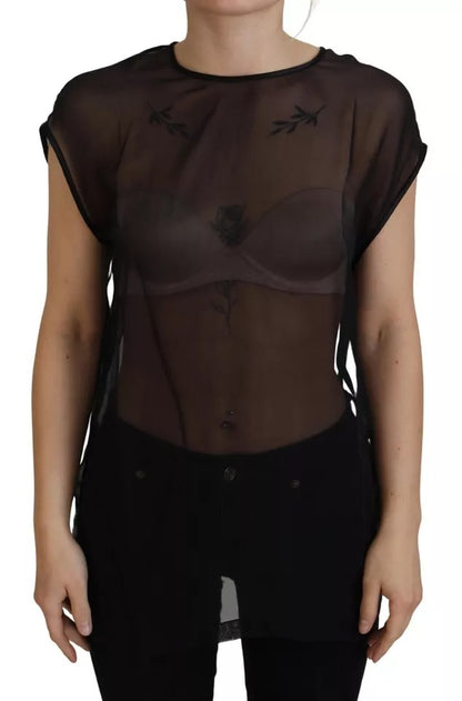 Blusa transparente de malla negra Dolce &amp; Gabbana