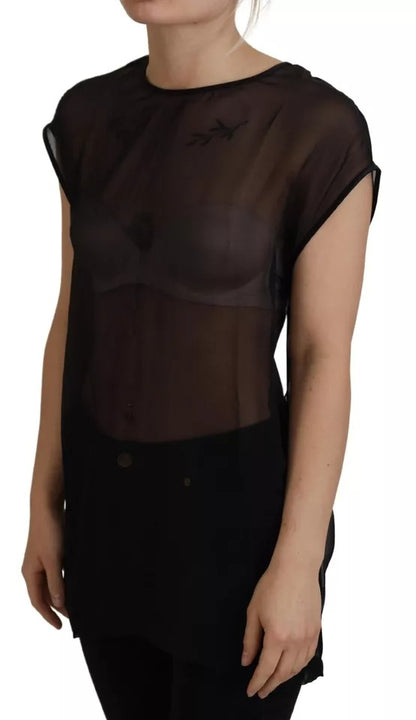 Blusa transparente de malla negra Dolce &amp; Gabbana