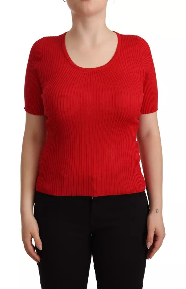 Blusa de manga corta con camiseta de seda roja de Dolce &amp; Gabbana