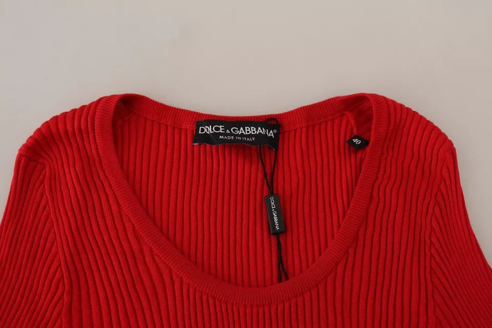 Blusa de manga corta con camiseta de seda roja de Dolce &amp; Gabbana