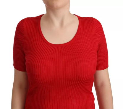 Blusa de manga corta con camiseta de seda roja de Dolce &amp; Gabbana