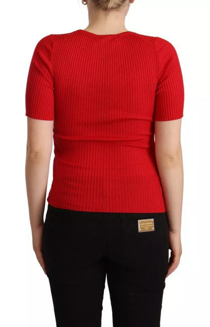 Blusa de manga corta con camiseta de seda roja de Dolce &amp; Gabbana