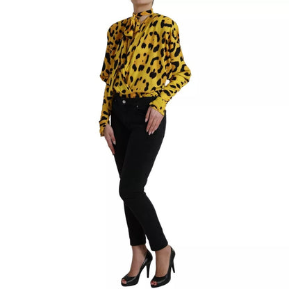 Blusa de manga larga con estampado de leopardo amarillo de Dolce &amp; Gabbana