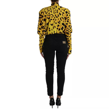 Blusa de manga larga con estampado de leopardo amarillo de Dolce &amp; Gabbana