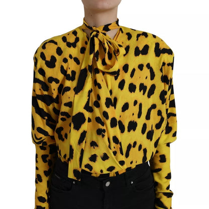 Blusa de manga larga con estampado de leopardo amarillo de Dolce &amp; Gabbana