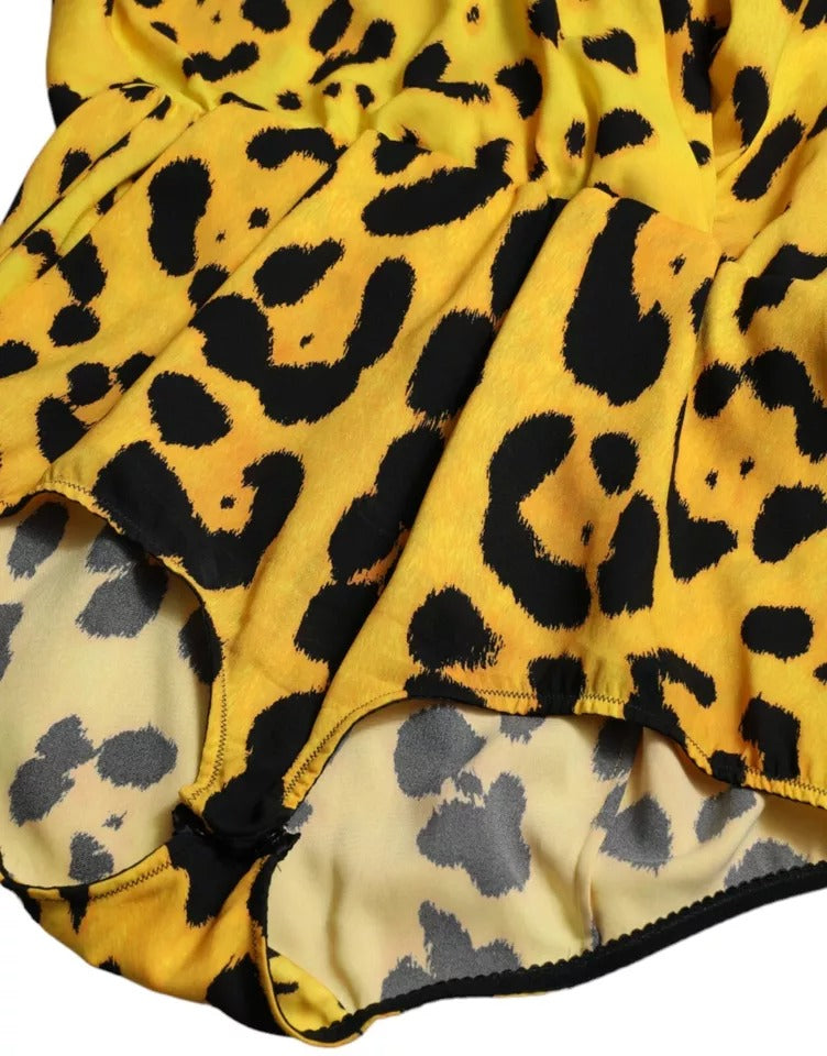 Blusa de manga larga con estampado de leopardo amarillo de Dolce &amp; Gabbana