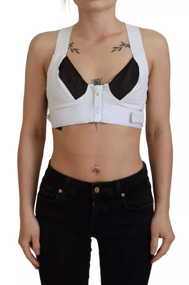 Dolce &amp; Gabbana Vit Viskos Ärmlös Cropped Bustier Top