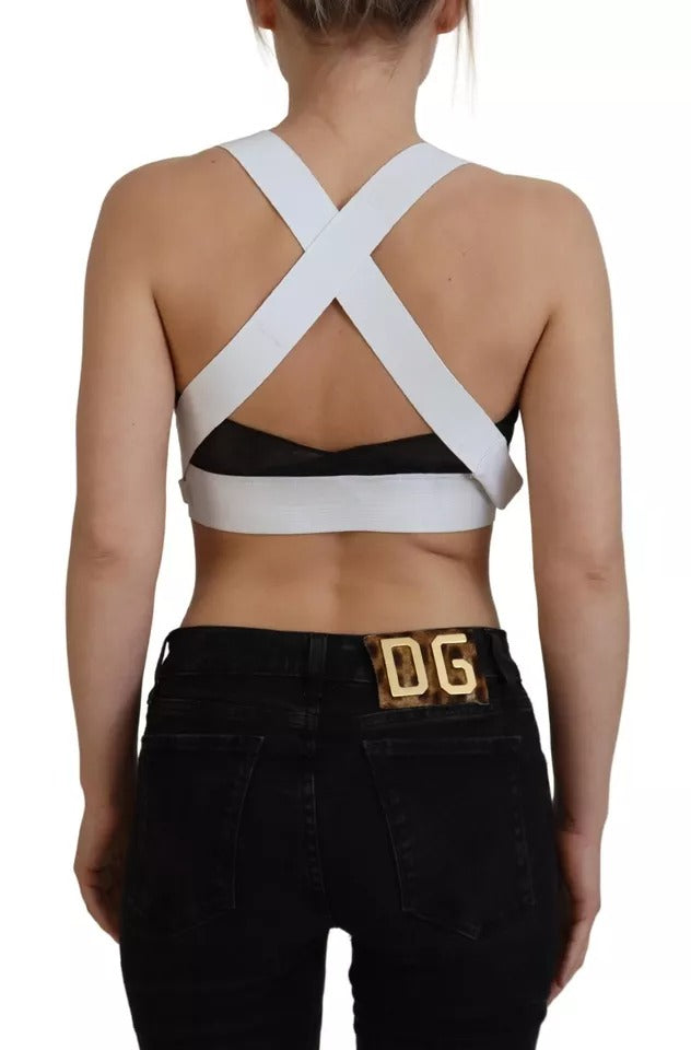 Dolce &amp; Gabbana Vit Viskos Ärmlös Cropped Bustier Top