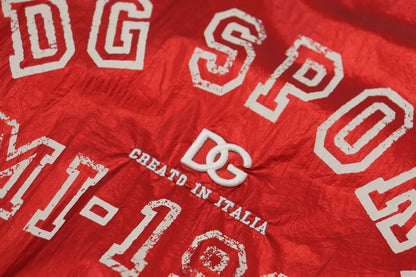 Top de jersey sin mangas con estampado de logotipo de nailon rojo de Dolce &amp; Gabbana