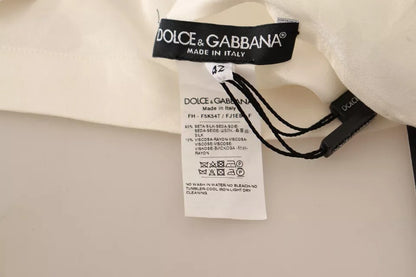 Blusa blanca Dolce &amp; Gabbana Camisa con cuello Ascot Blusa de seda con botones