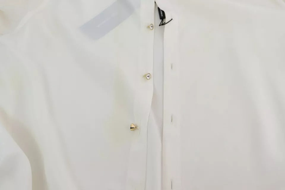 Dolce &amp; Gabbana Vit blus Ascot Collar Shirt Siden Topp