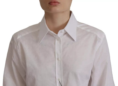 Camisa formal con cuello de algodón blanco de Dolce &amp; Gabbana