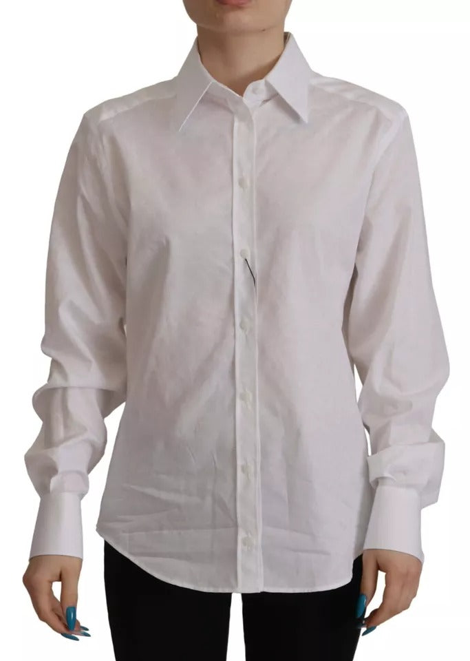 Camisa formal con cuello de algodón blanco de Dolce &amp; Gabbana